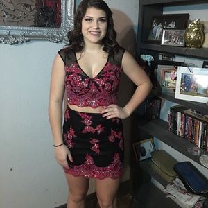 Rachel Allan Black and Red Two-Piece cocktail dress